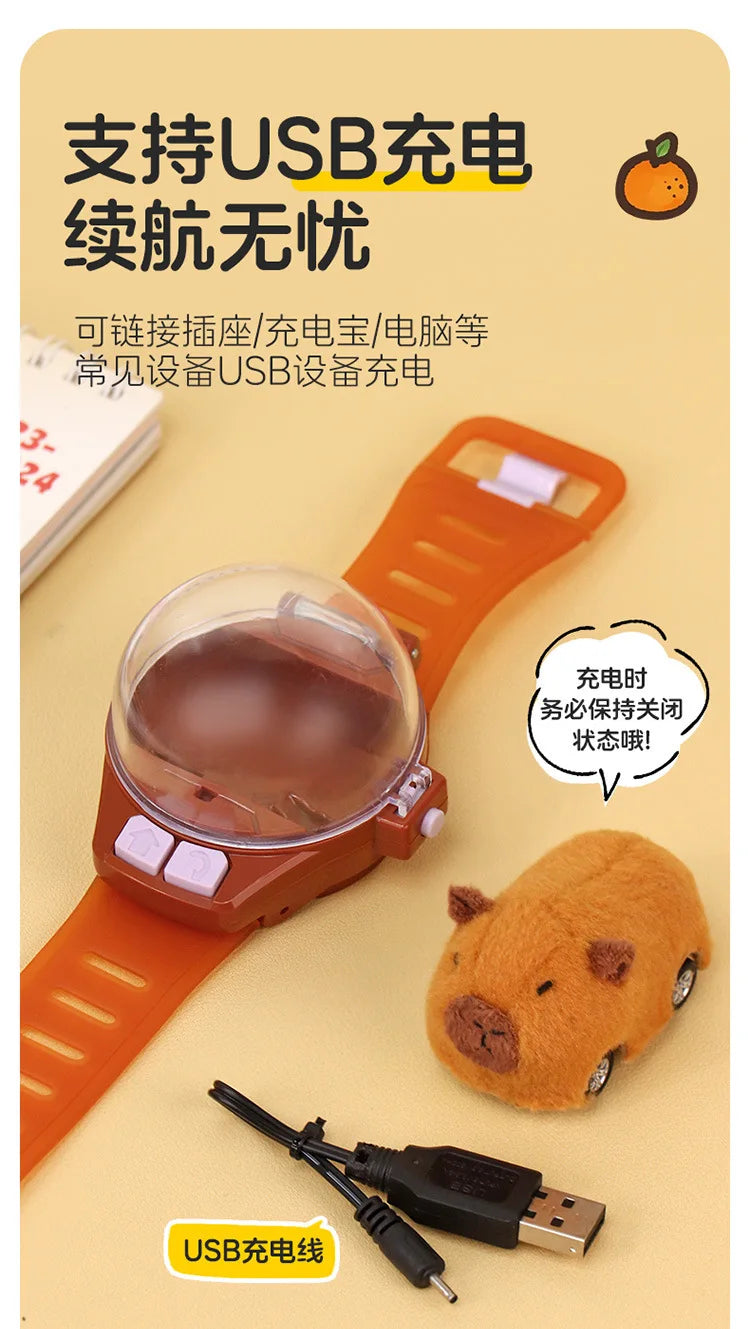 Capybara Rabbit Remote Control Car Watch Toys with Light 2.4G Racing Car Wrist Toy for Kid RC Small Car Interactive Game