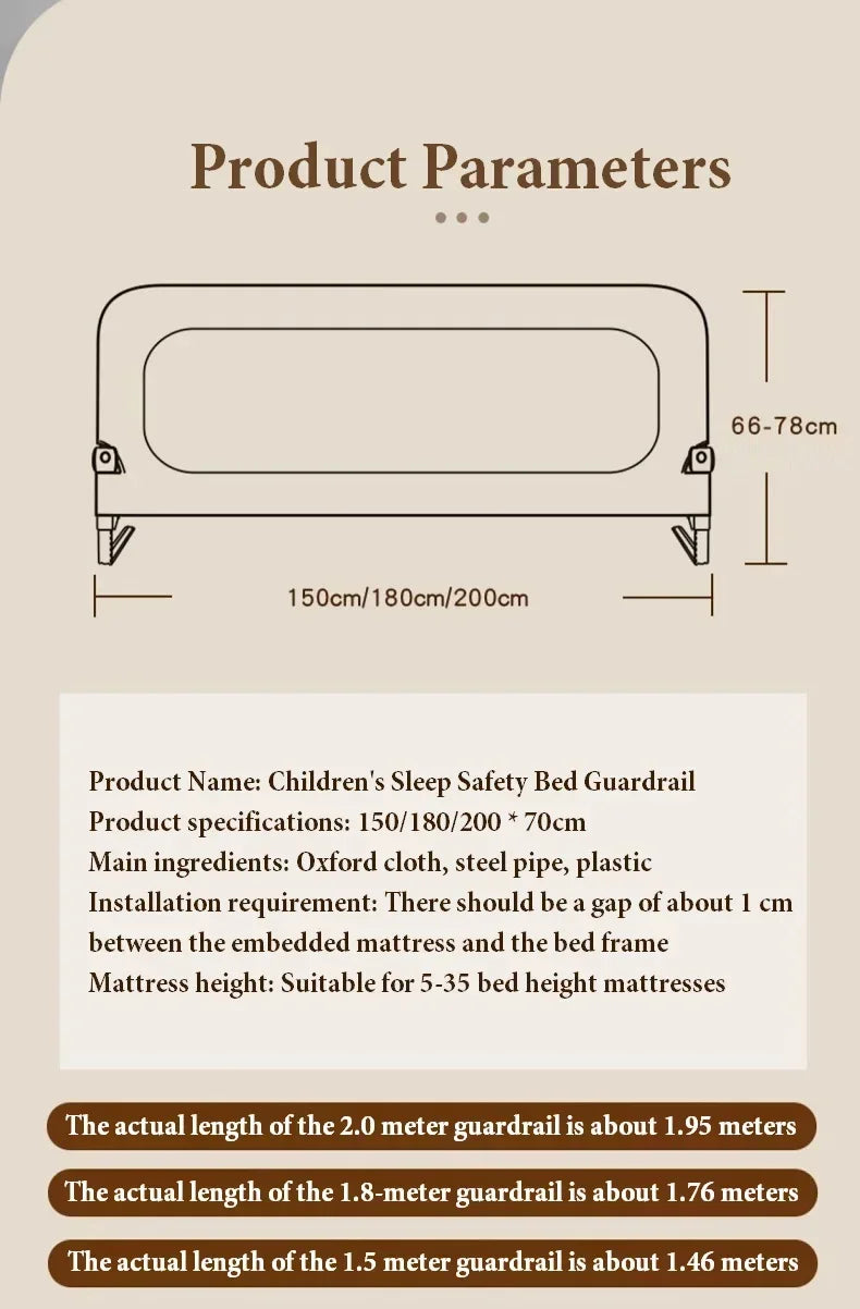 IMBABY Bed Guardrail Anti Fall Baby Safety Bed Barrier Portable Crib Cover Adjustable Bed Rail Guard Bedroom Crib Bumpers