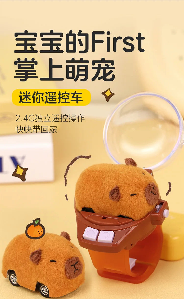 Capybara Rabbit Remote Control Car Watch Toys with Light 2.4G Racing Car Wrist Toy for Kid RC Small Car Interactive Game