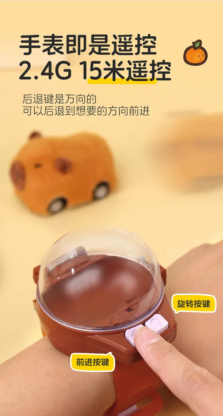 Capybara Rabbit Remote Control Car Watch Toys with Light 2.4G Racing Car Wrist Toy for Kid RC Small Car Interactive Game