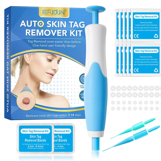 Auto Skin Tag Removal Kit For Small to Large Skin Tags 2-8mm With Cleansing Swabs and 2 Size Bands Easy To Use Skin Care Tool